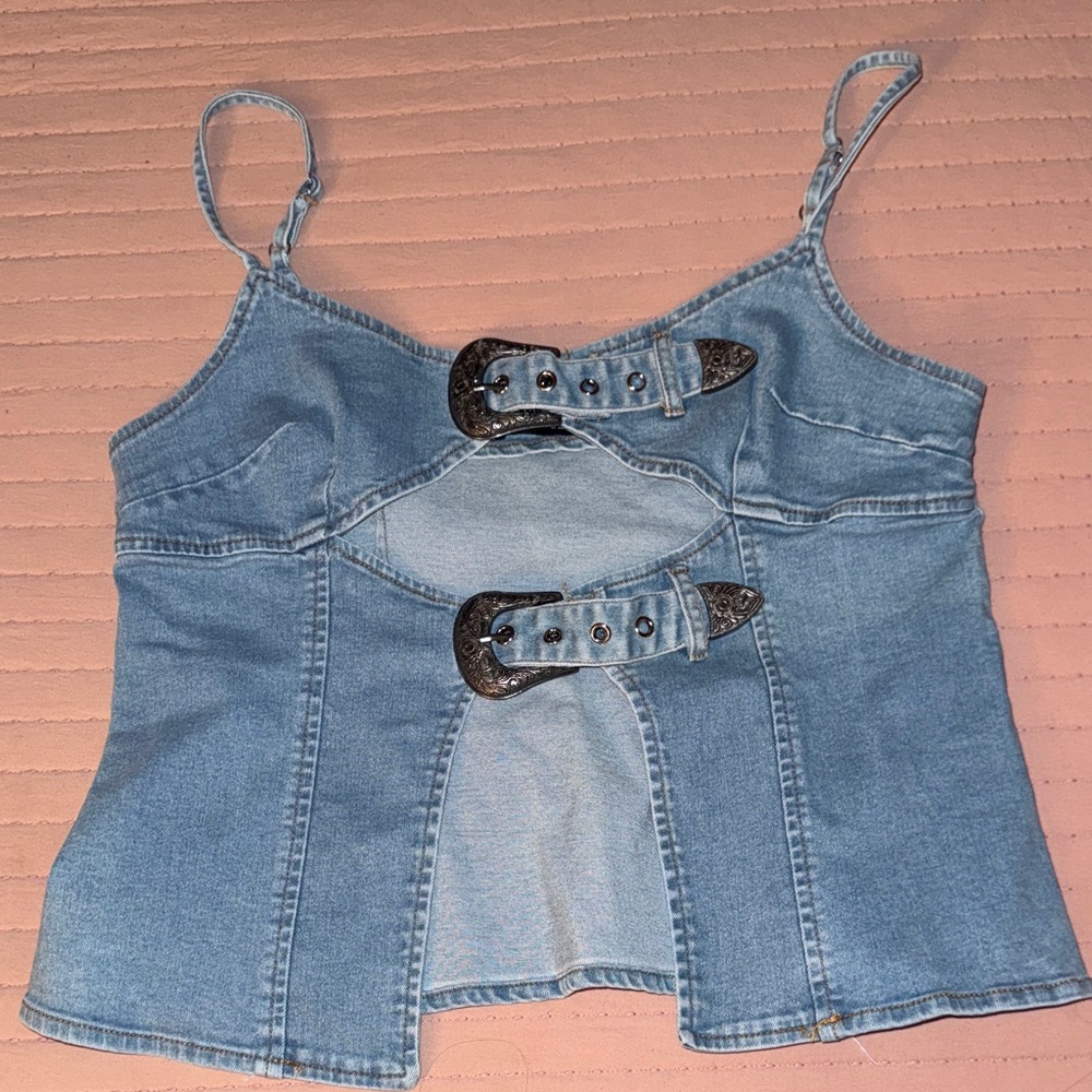 Lucky & Blessed Denim Buckle Camisole